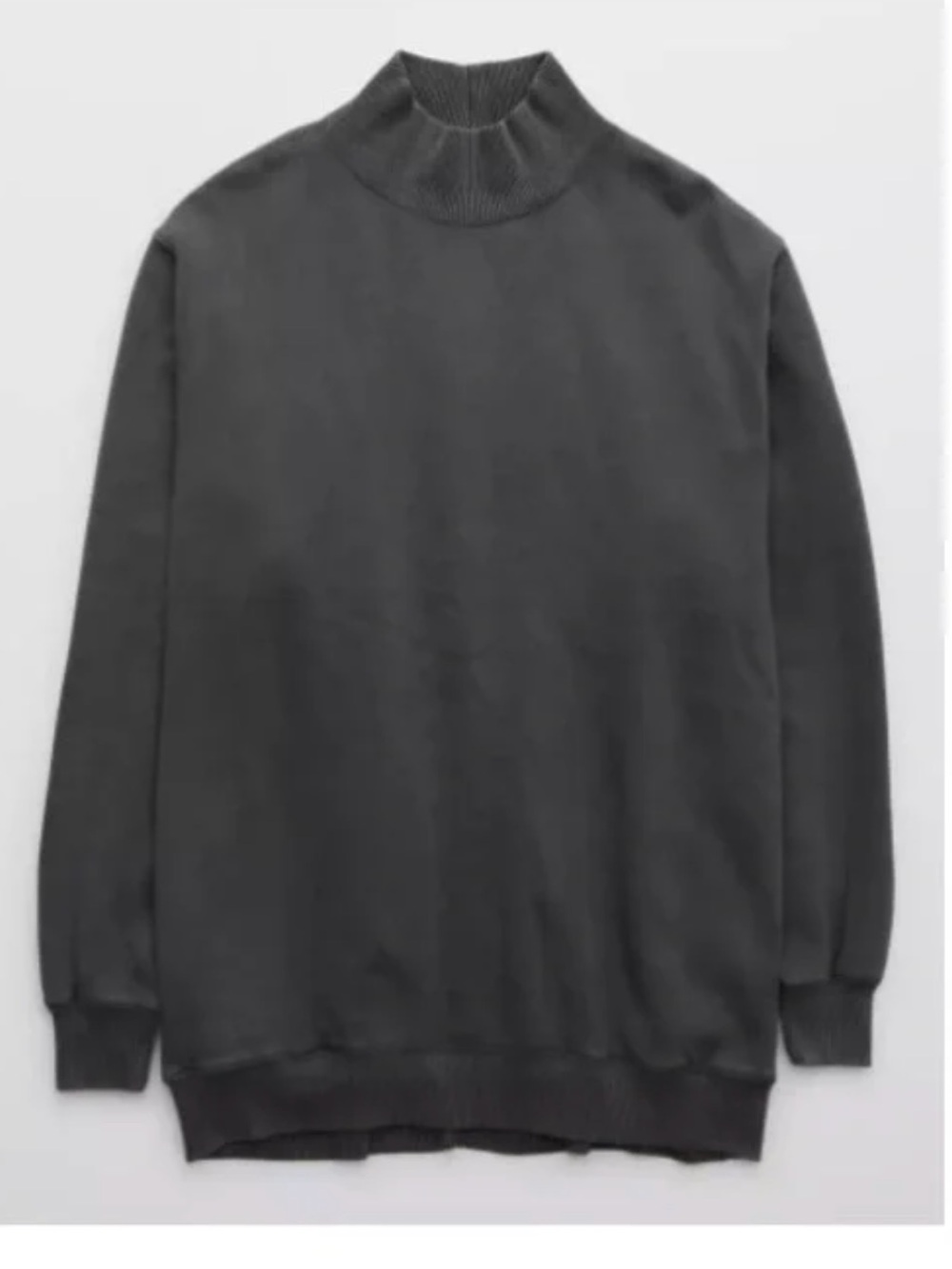 Aerie The Sweat Everyday Cozy Mock Neck Sweatshirt Charcoal Gray